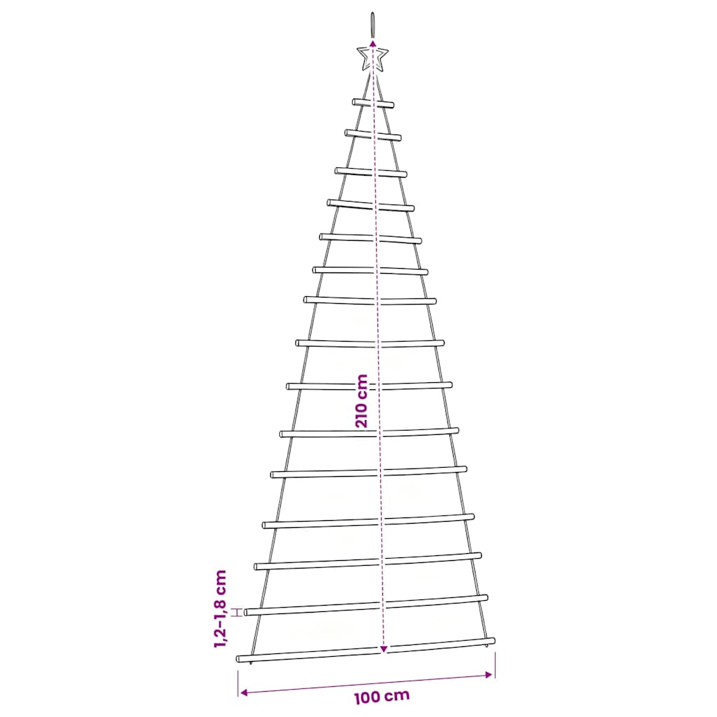 vidaXL Hanging Christmas Tree with Top Star 100x210 cm Natural Branch