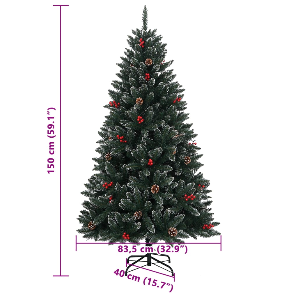 vidaXL Artificial Christmas Tree 150 LEDs 150 cm - Green - 35724