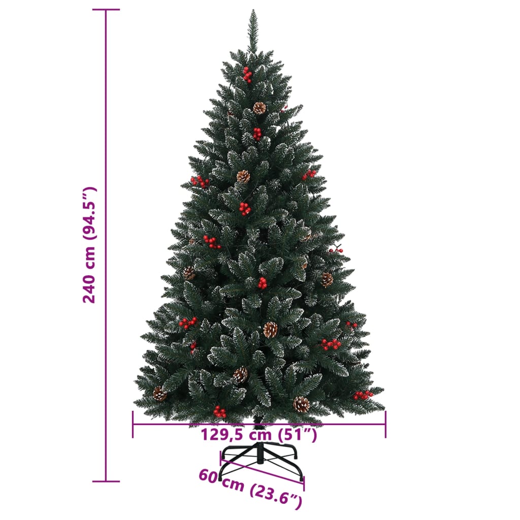 vidaXL Artificial Christmas Tree 300 LEDs 240 cm - Green - 35739