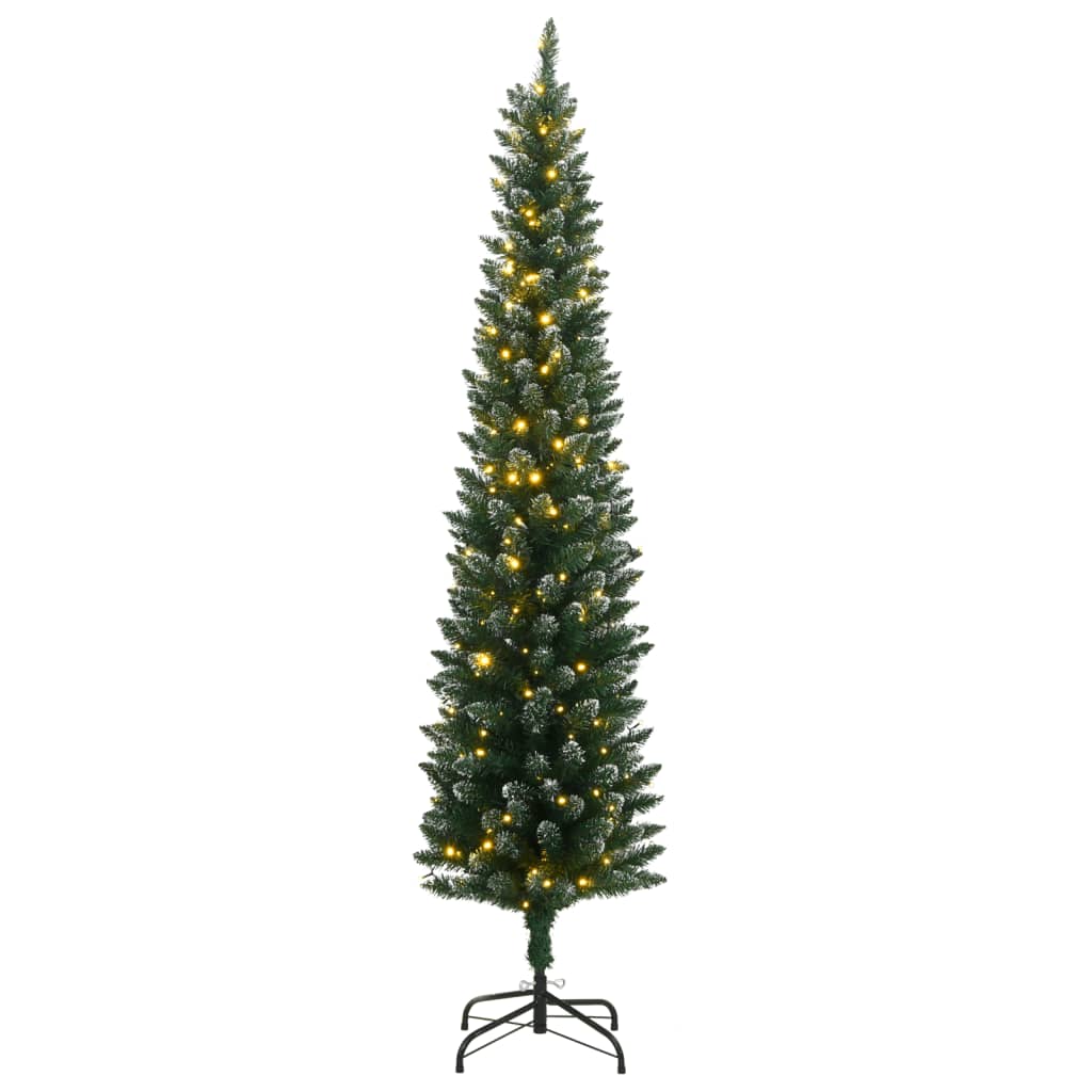 vidaXL Artificial Slim Christmas Tree 150 LEDs 120 cm - Green