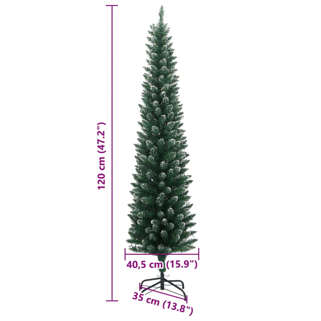 vidaXL Artificial Slim Christmas Tree 150 LEDs 120 cm - Green