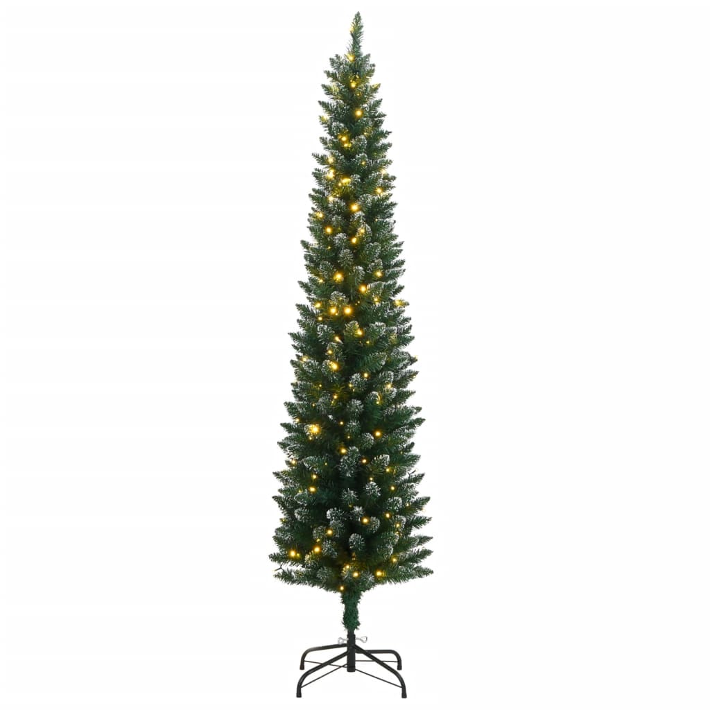 vidaXL Artificial Slim Christmas Tree 150 LEDs 150 cm - Green