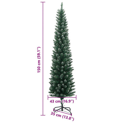 vidaXL Artificial Slim Christmas Tree 150 LEDs 150 cm - Green