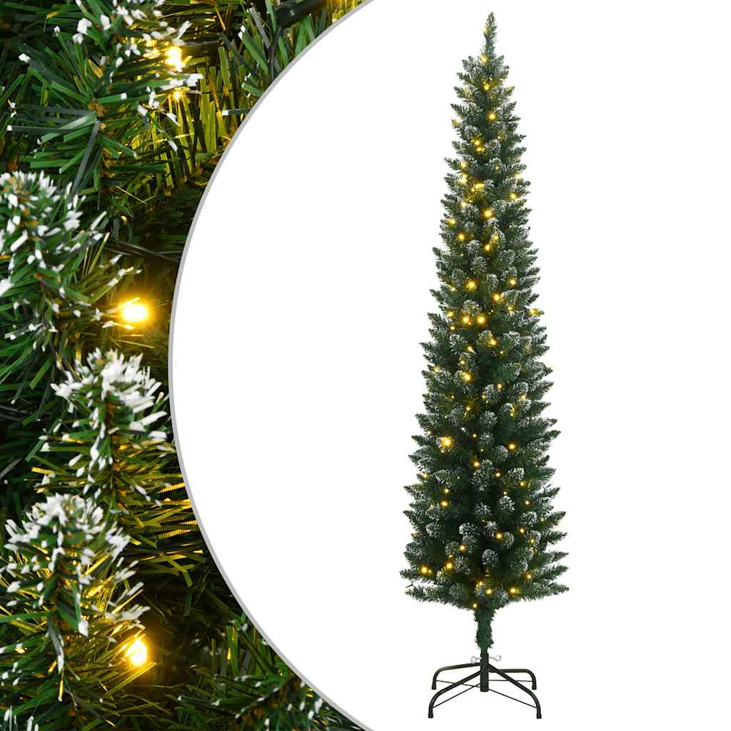 vidaXL Artificial Slim Christmas Tree 300 LEDs 210 cm - Green