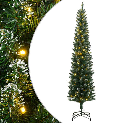 vidaXL Artificial Slim Christmas Tree 300 LEDs 210 cm - Green