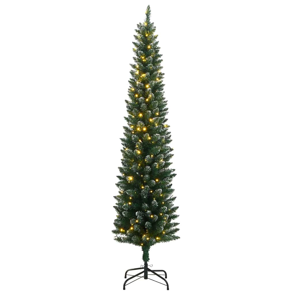 vidaXL Artificial Slim Christmas Tree 300 LEDs 210 cm - Green