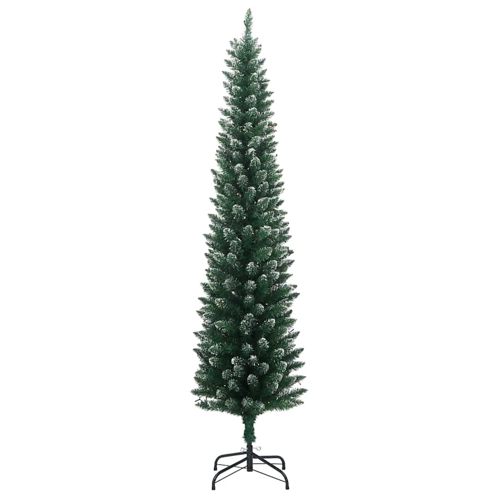 vidaXL Artificial Slim Christmas Tree 300 LEDs 210 cm - Green