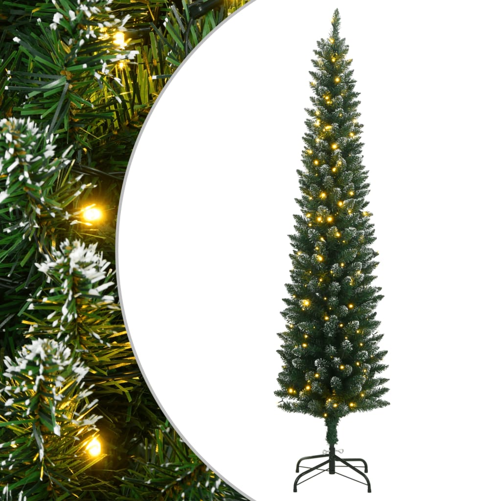 vidaXL Artificial Slim Christmas Tree 300 LEDs 240 cm - Green