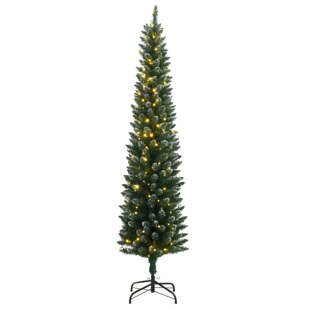 vidaXL Artificial Slim Christmas Tree 300 LEDs 240 cm - Green