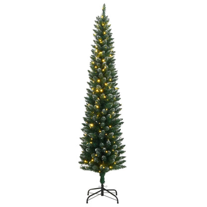 vidaXL Artificial Slim Christmas Tree 300 LEDs 240 cm - Green