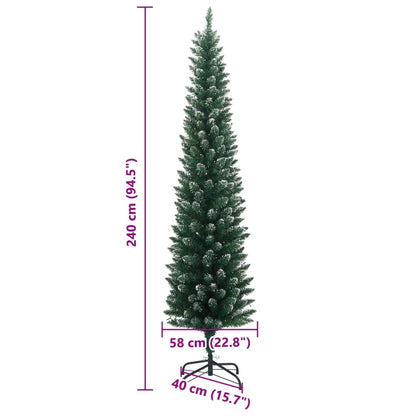 vidaXL Artificial Slim Christmas Tree 300 LEDs 240 cm - Green