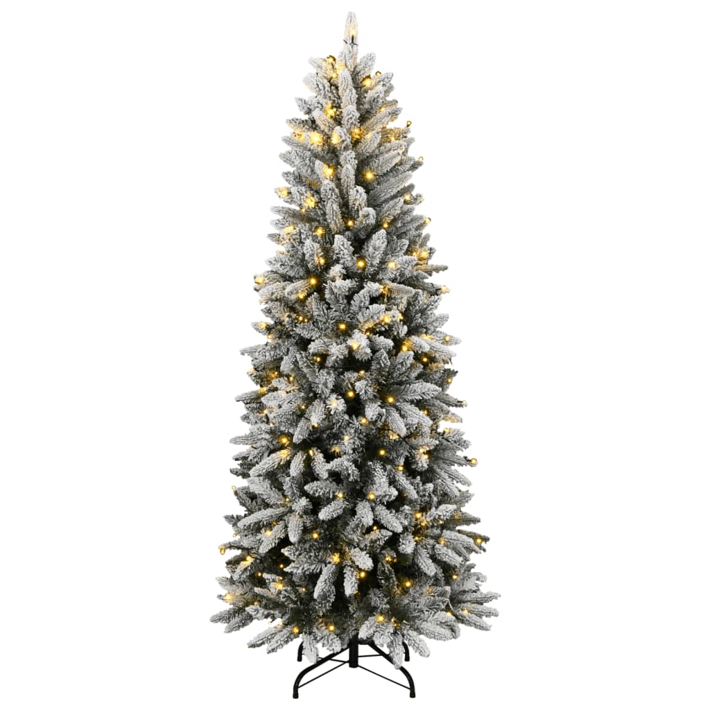 vidaXL Artificial Christmas Tree 150 LEDs and Flocked Snow 120 cm - Green