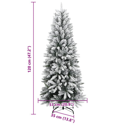 vidaXL Artificial Christmas Tree 150 LEDs and Flocked Snow 120 cm - Green