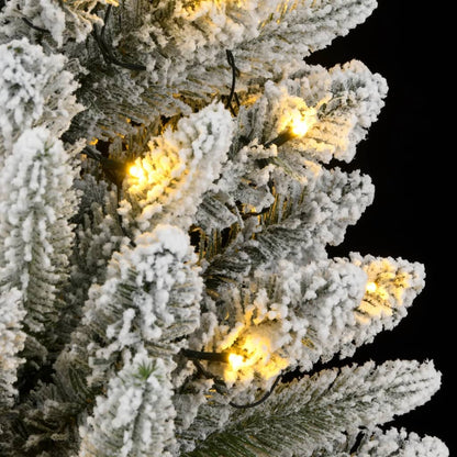 vidaXL Artificial Christmas Tree 150 LEDs and Flocked Snow 120 cm - Green