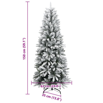 vidaXL Artificial Christmas Tree 150 LEDs and Flocked Snow 150 cm - Green