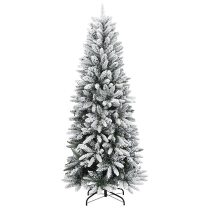 vidaXL Artificial Christmas Tree 150 LEDs and Flocked Snow 150 cm - Green