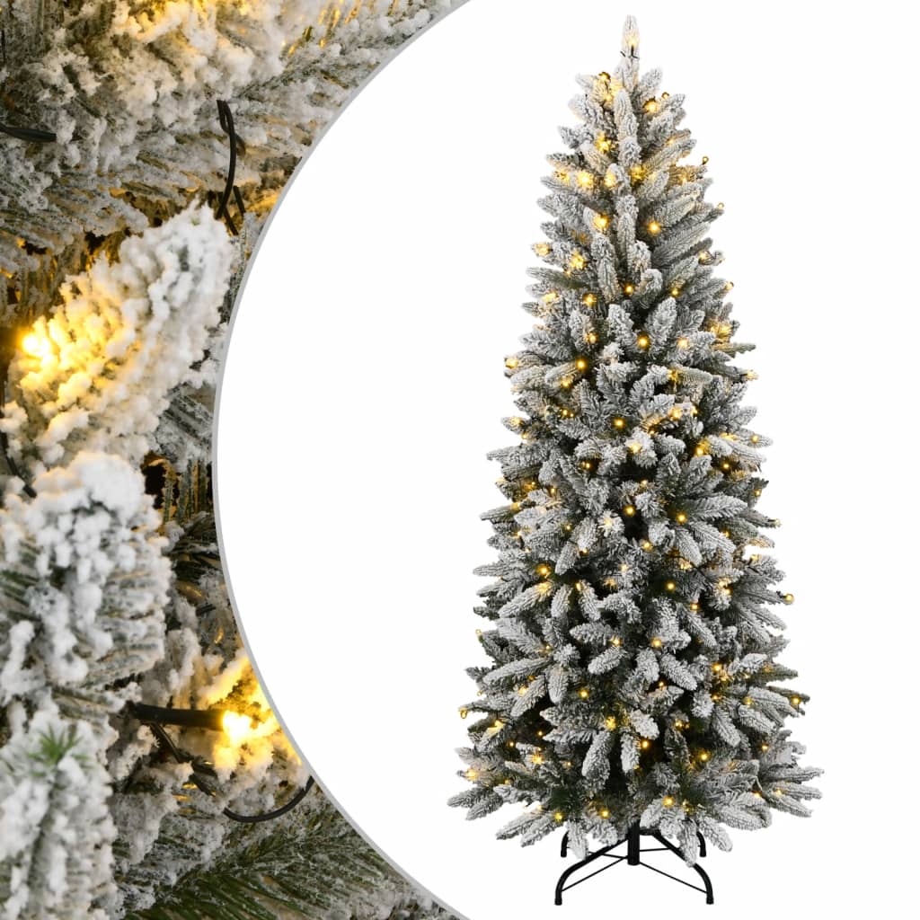 vidaXL Artificial Christmas Tree 300 LEDs and Flocked Snow 180 cm - Green