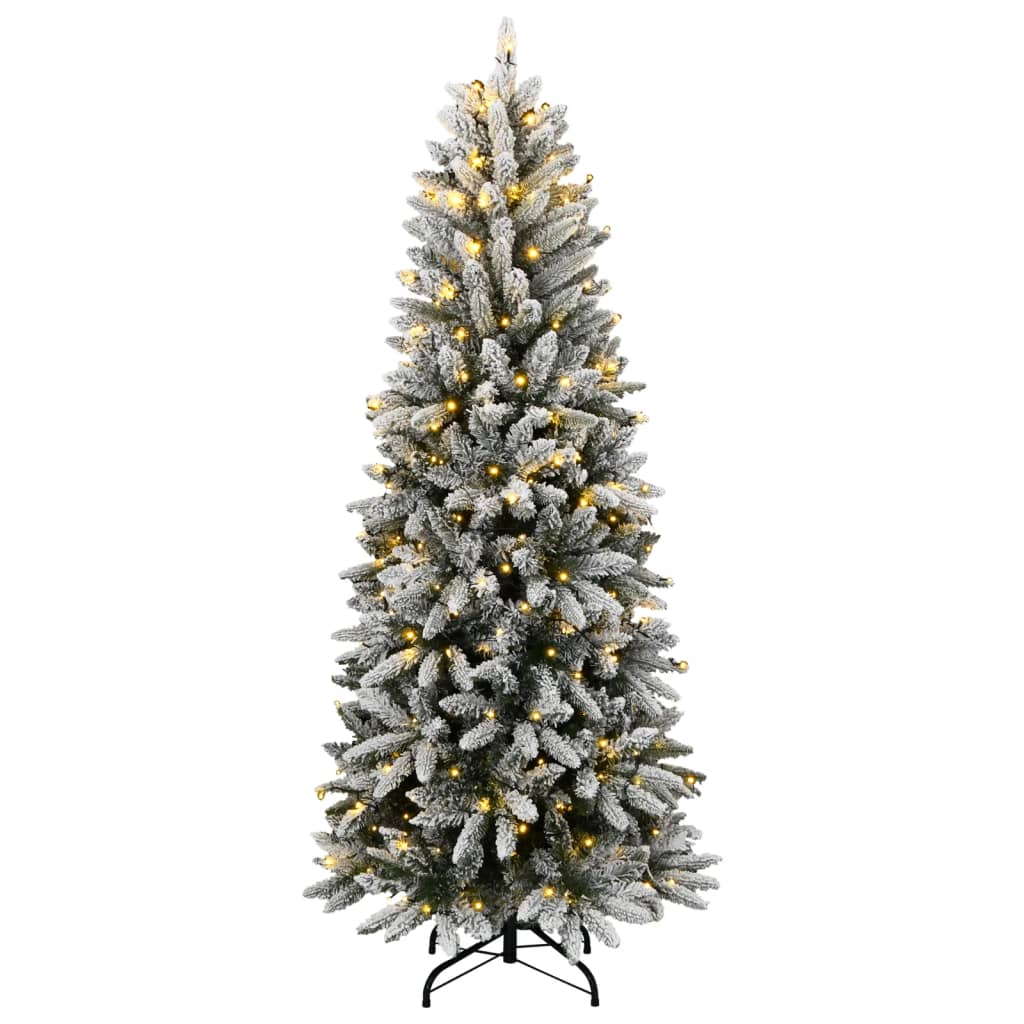vidaXL Artificial Christmas Tree 300 LEDs and Flocked Snow 180 cm - Green