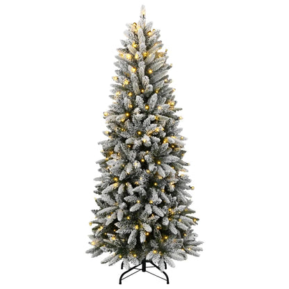 vidaXL Artificial Christmas Tree 300 LEDs and Flocked Snow 180 cm - Green