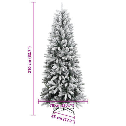 vidaXL Artificial Christmas Tree 300 LEDs and Flocked Snow 210 cm - Green