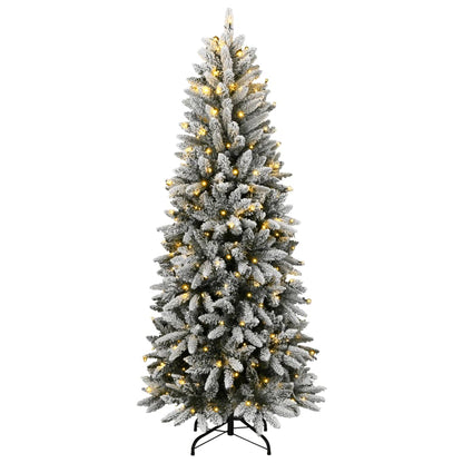 vidaXL Artificial Christmas Tree 300 LEDs and Flocked Snow 240 cm - Green