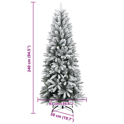 vidaXL Artificial Christmas Tree 300 LEDs and Flocked Snow 240 cm - Green