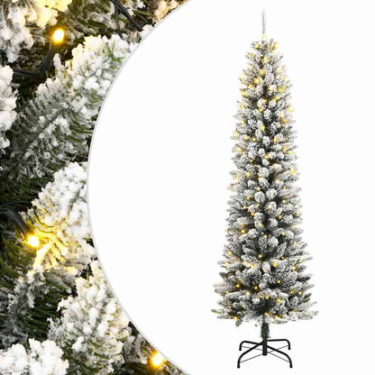 vidaXL Artificial Christmas Tree 150 LEDs and Flocked Snow 120 cm - Green - 35816
