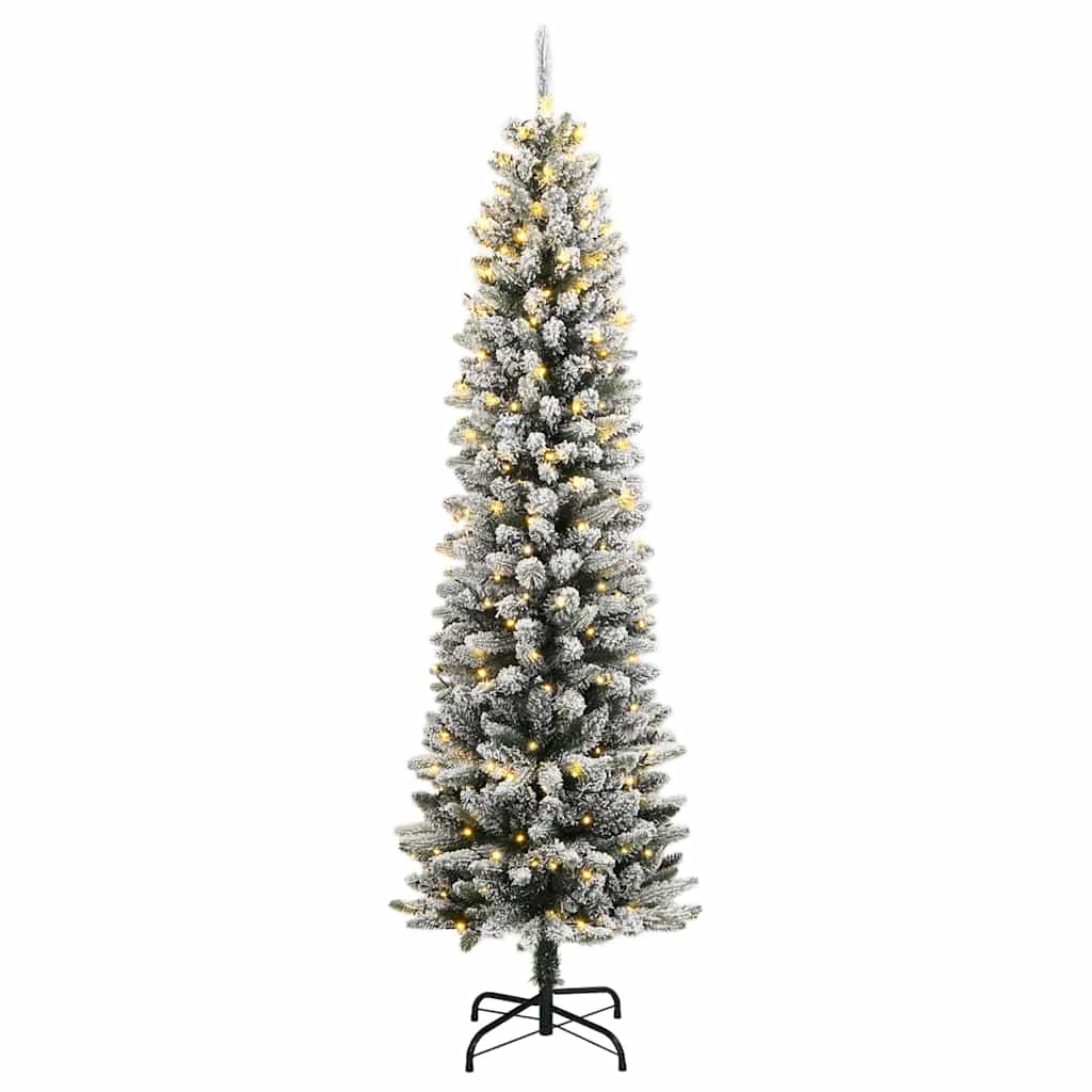 vidaXL Artificial Christmas Tree 150 LEDs and Flocked Snow 120 cm - Green - 35816