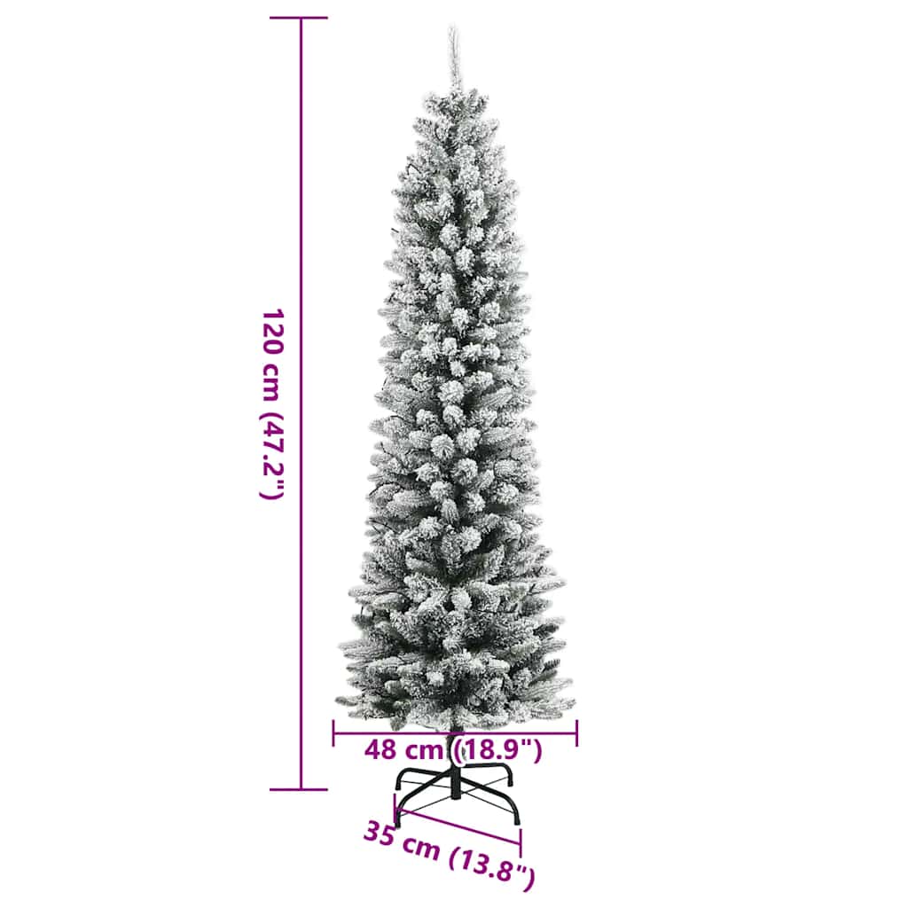 vidaXL Artificial Christmas Tree 150 LEDs and Flocked Snow 120 cm - Green - 35816