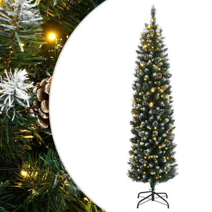 vidaXL Artificial Slim Christmas Tree 150 LEDs 120 cm - Green - 35838