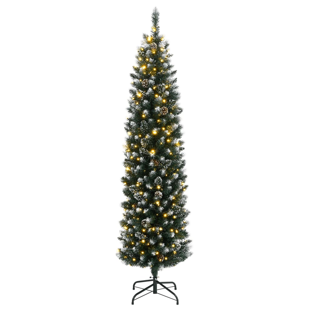 vidaXL Artificial Slim Christmas Tree 150 LEDs 120 cm - Green - 35838