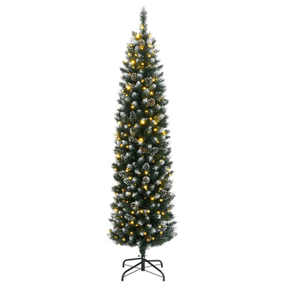 vidaXL Artificial Slim Christmas Tree 150 LEDs 120 cm - Green - 35838