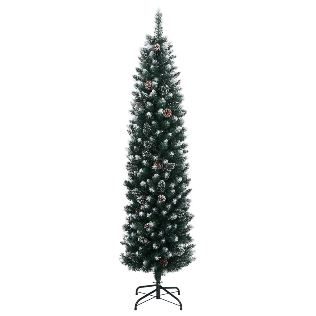 vidaXL Artificial Slim Christmas Tree 150 LEDs 150 cm - Green - 35841
