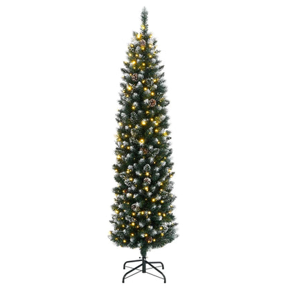 vidaXL Artificial Slim Christmas Tree 150 LEDs 150 cm - Green - 35841