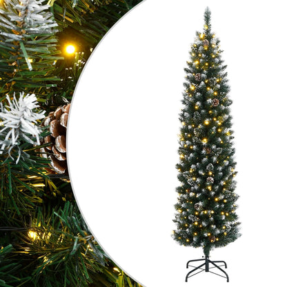 vidaXL Artificial Slim Christmas Tree 300 LEDs 180 cm - Green - 35842