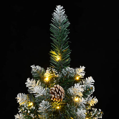 vidaXL Artificial Slim Christmas Tree 300 LEDs 210 cm - Green - 35849