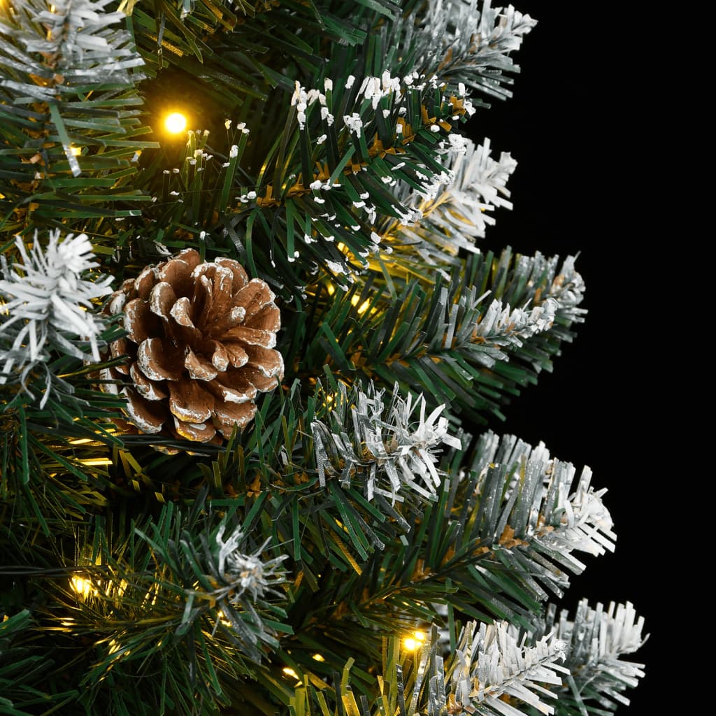 vidaXL Artificial Slim Christmas Tree 300 LEDs 210 cm - Green - 35849