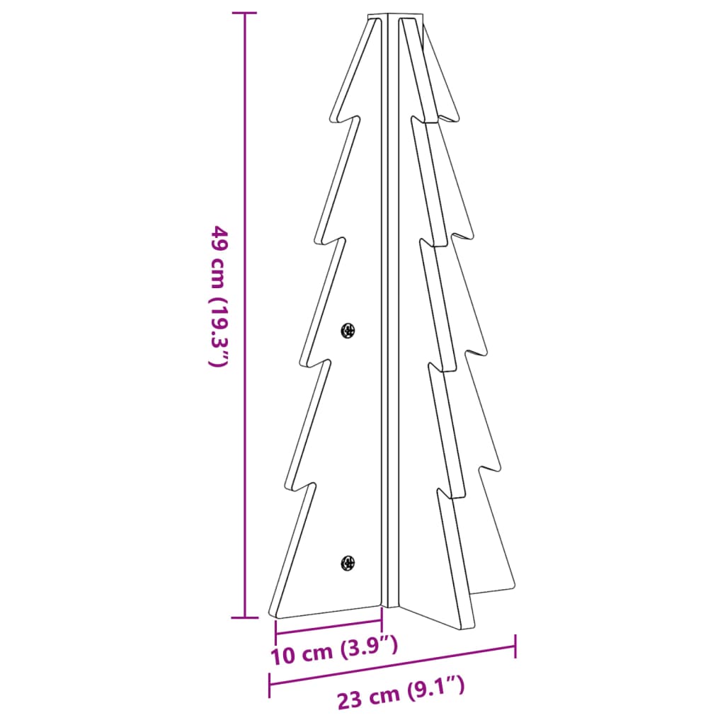 vidaXL Wooden Christmas Tree for Decoration 49 cm Solid Wood Pine - Brown
