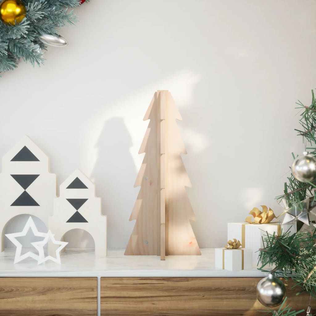 vidaXL Wooden Christmas Tree for Decoration 49 cm Solid Wood Pine - Brown