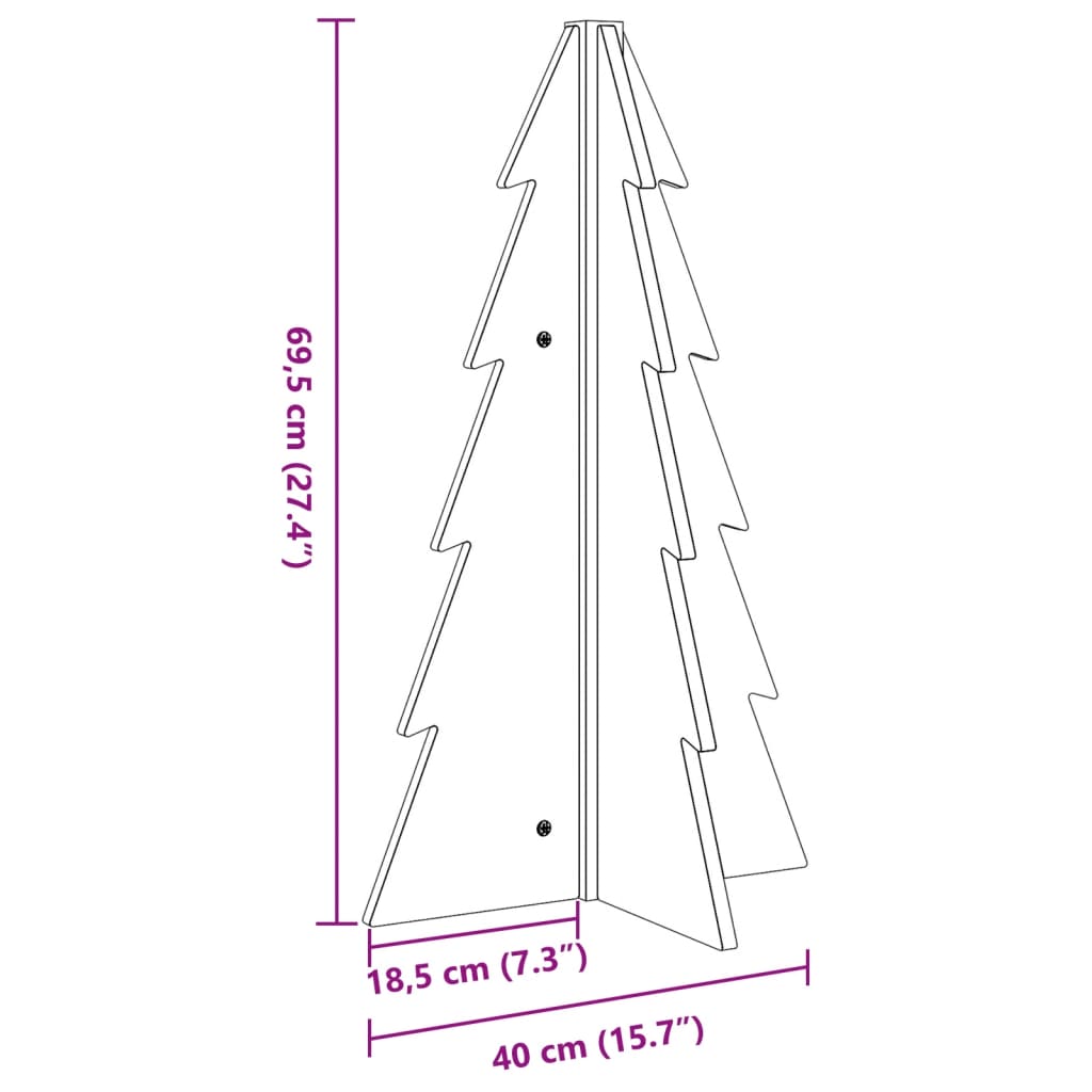 vidaXL Wooden Christmas Tree for Decoration 69.5 cm Solid Wood Pine - Brown