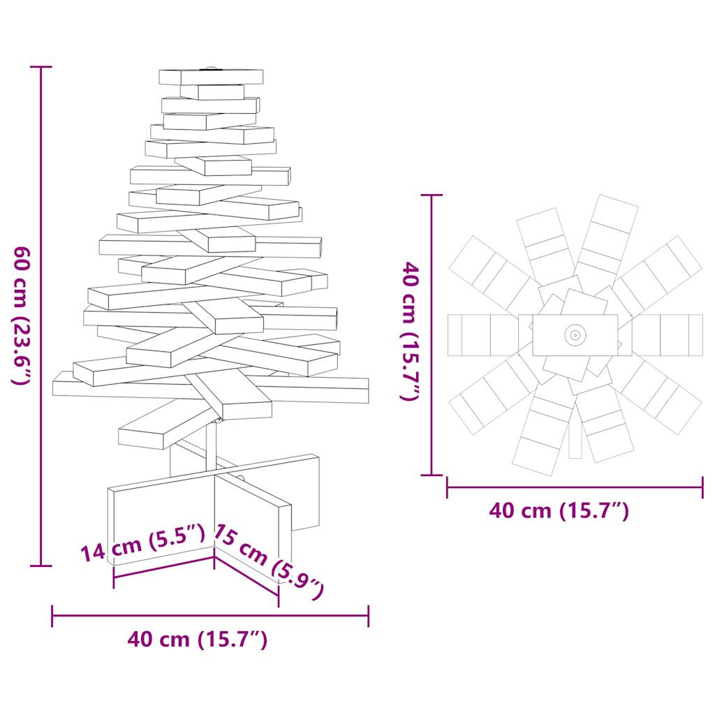vidaXL Wooden Christmas Tree for Decoration Wax Brown 60 cm Solid Wood Pine - 56922