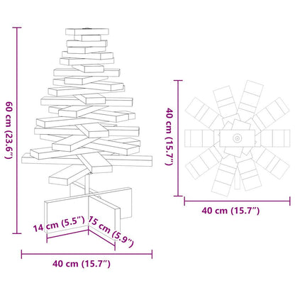 vidaXL Wooden Christmas Tree for Decoration Wax Brown 60 cm Solid Wood Pine - 56922