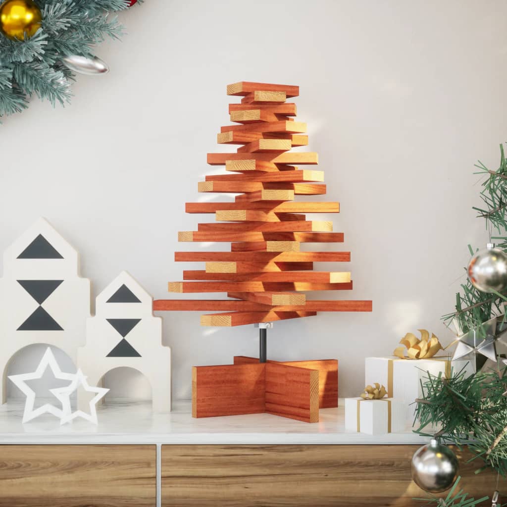 vidaXL Wooden Christmas Tree for Decoration Wax Brown 60 cm Solid Wood Pine - 56922