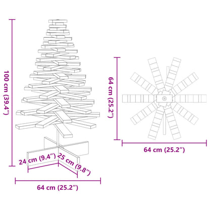 vidaXL Wooden Christmas Tree for Decoration 100 cm Solid Wood Pine - Brown