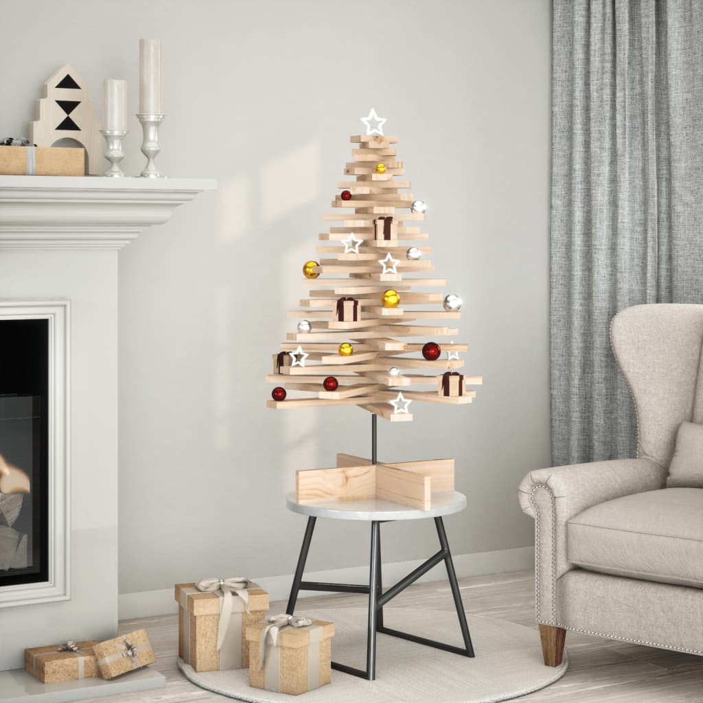 vidaXL Wooden Christmas Tree for Decoration 100 cm Solid Wood Pine - Brown