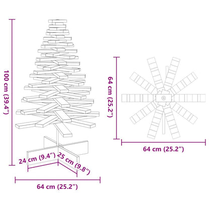 vidaXL Wooden Christmas Tree for Decoration Wax Brown 100 cm Solid Wood Pine