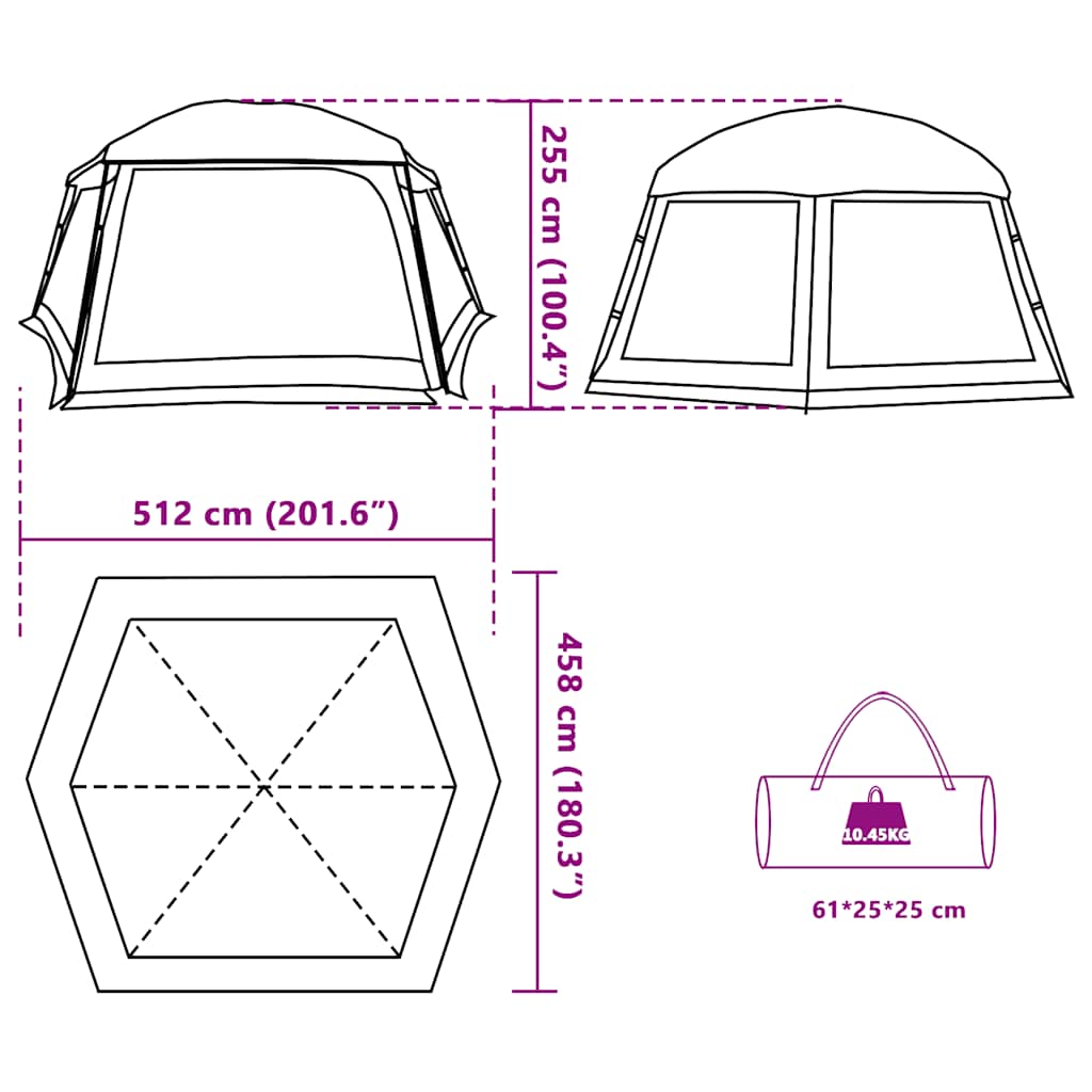 vidaXL Pool Tent with Removable Fly & Mesh Walls Azure Blue 512x458 cm