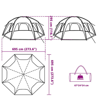 vidaXL Party Tent Grey Waterproof - 695 x 695 x 295 cm