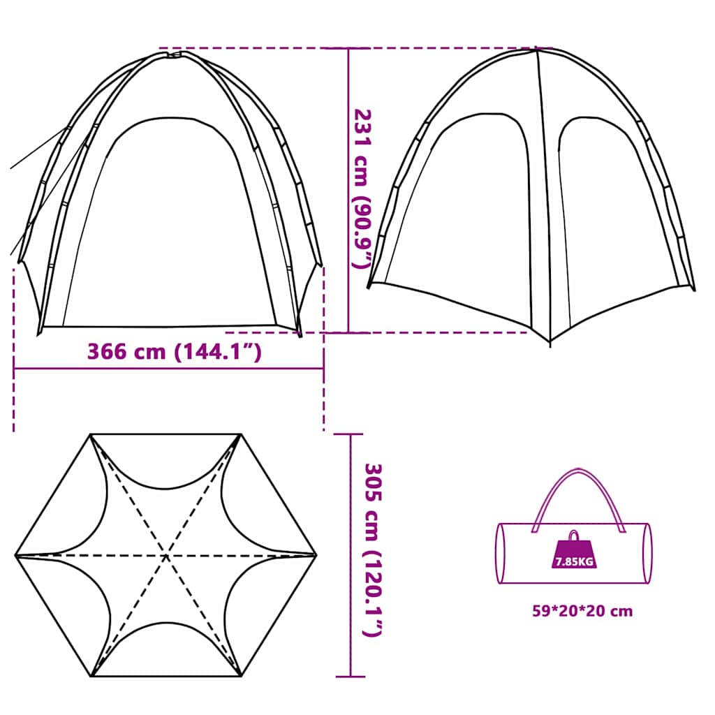 vidaXL Pool Tent Grey 366 x 305 x 231 cm Polyester and Fiberglass