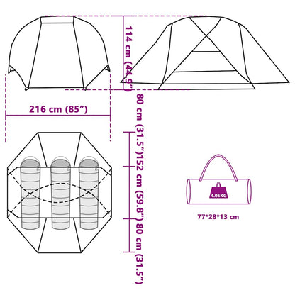 vidaXL Fishing Tent 3-Person Olive Green Waterproof - 312 x 216 x 114 cm